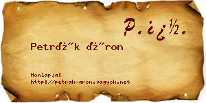Petrák Áron névjegykártya