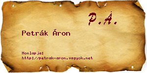 Petrák Áron névjegykártya